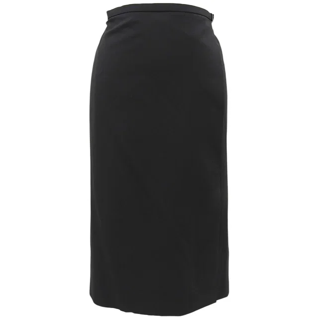 Hermès Wrap Skirt #36 Black in Black Wool from VINTAGE QOO TOKYO