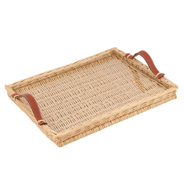 Hermès Rectangular Tray Ozre Color Terre Batchu Swift Leather Willow Wood Glass Size PM in Swift leather from GALLERY RARE