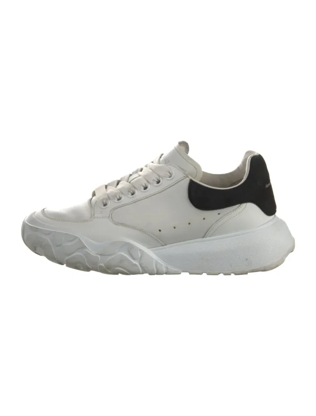 Alexander McQueen Leather Printed Athletic Sneakers in white Leather from The RealReal