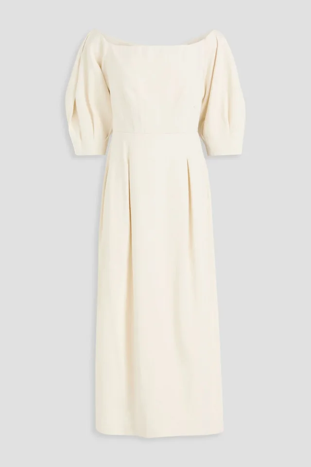 Gabriela Hearst Majano Off-the-Shoulder Hemp and Cotton-Blend Twill Midi Dress in Blue, photo 5 of 9 from THE OUTNET