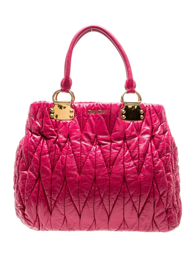 Miu Miu Patent Leather Top Handle Bag in pink Patent leather from The RealReal