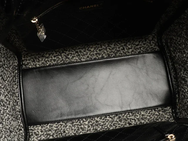 Chanel Large Black Leather Calfskin and Tweed Deauville Tote in Black Calfskin from Ann's Fabulous Finds, photo 9 of 10