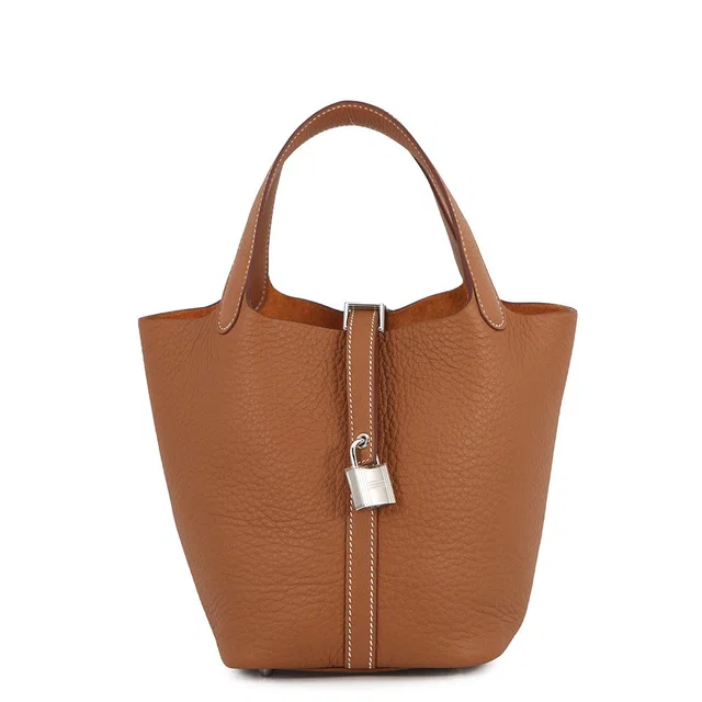 Hermès Picotin Lock Gold Taurillon Clemence Size PM in Gold Clemence leather from GALLERY RARE