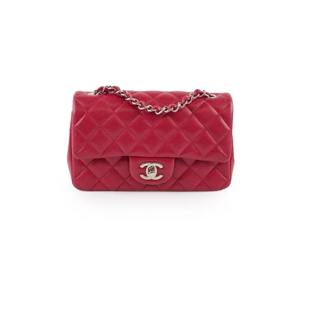 Chanel Mini Rectangle Red Caviar Leather in Red Caviar leather from The Purse Affair
