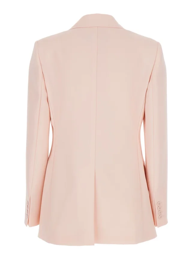 Maxmara studio Pink Double-breasted Jacket with Peak Revers in Virgin Wool Women in Pink 100% Virgin Wool, photo 3 of 5 from Gaudenzi Boutique