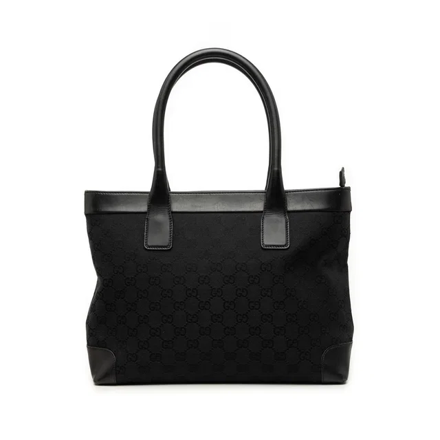 Black Gucci GG Canvas Tote in Black Canvas from Designer Revival