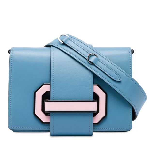 Blue Prada City Calf Plex Ribbon Crossbody in Blue Leather from Designer Revival