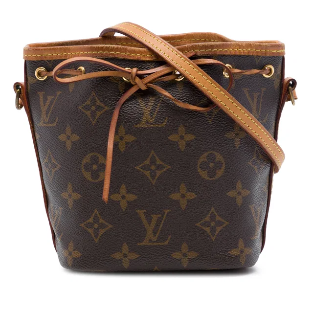 Brown Louis Vuitton Monogram Nano Noe Bucket Bag in Brown Coated canvas from Designer Revival