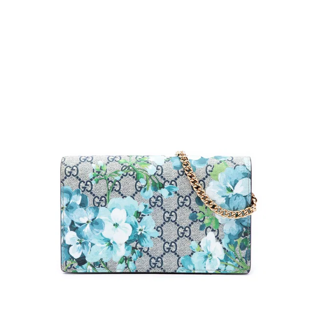 Beige Gucci GG Supreme Blooms Wallet on Chain Shoulder Bag in Beige Coated canvas from Designer Revival
