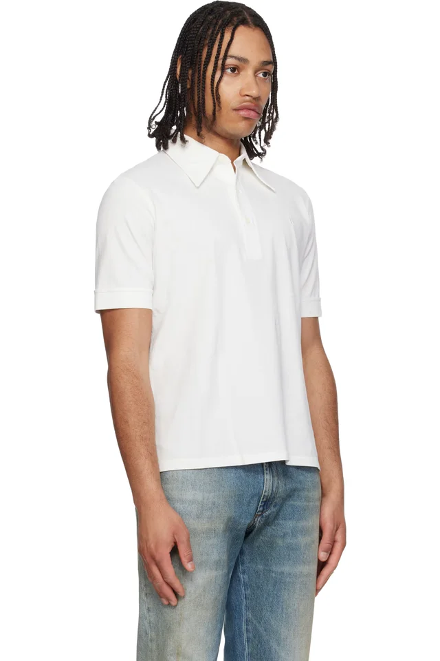 MM6 Maison Margiela Off-White Embroidered-Logo Polo, photo 2 of 4 from SSENSE