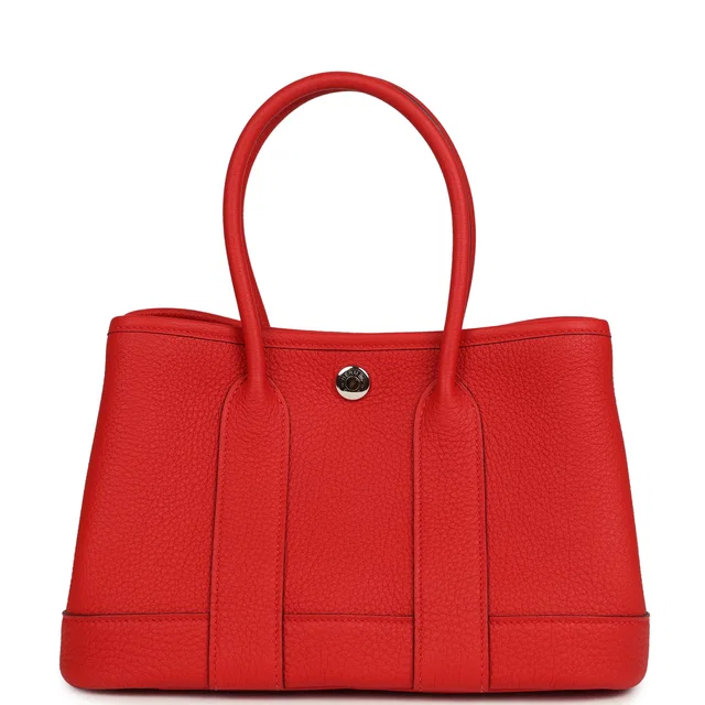 Hermès Garden Party Neo 23 Rouge De Coeur Togo Palladium Hardware in Red Togo leather from Madison Avenue Couture