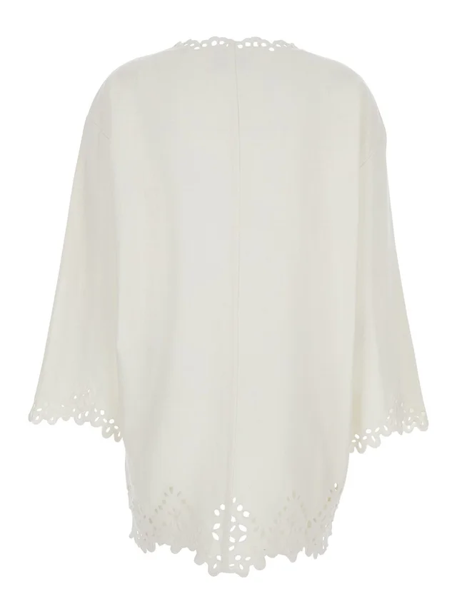 MARANT ETOILE Dress 'Sherazade' Crew Neck with Cut-Out Details and Scalloped Hem in White Cotton for Women in White 100% Cotton, photo 4 of 6 from Gaudenzi Boutique