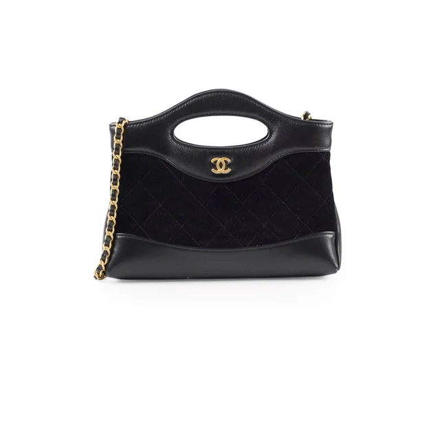 Chanel 31 Small Black Suede (Microchip) in Black Suede from The Purse Affair
