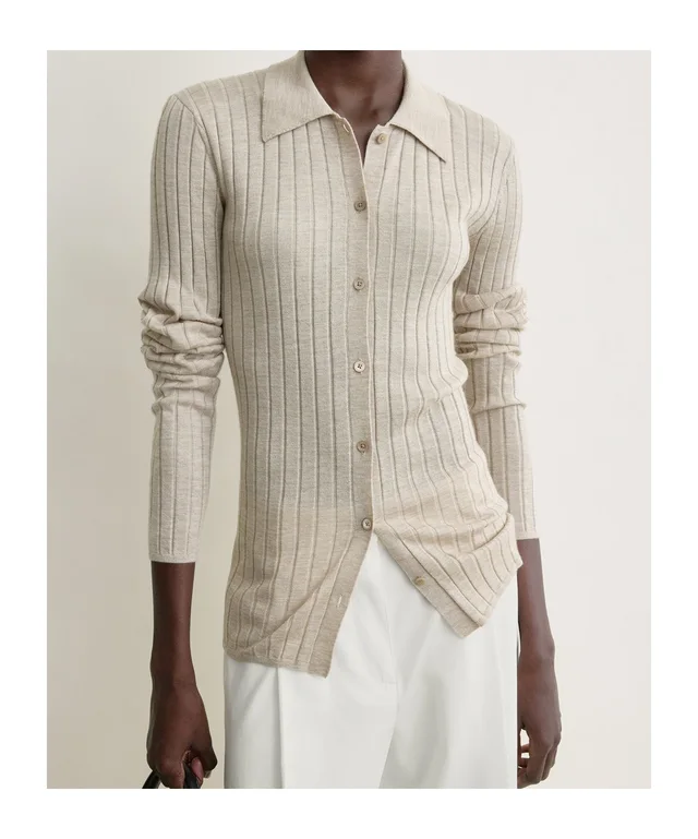 Totême Ribbed-Knit Long Sleeved Cardigan, photo 2 of 6 from SENSER