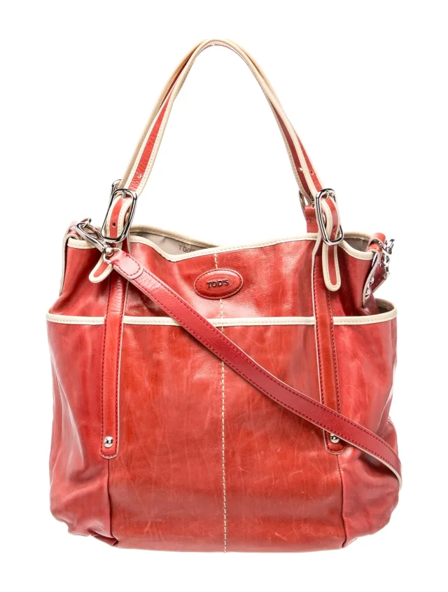 Tod's Leather Tote in red|orange Leather from The RealReal