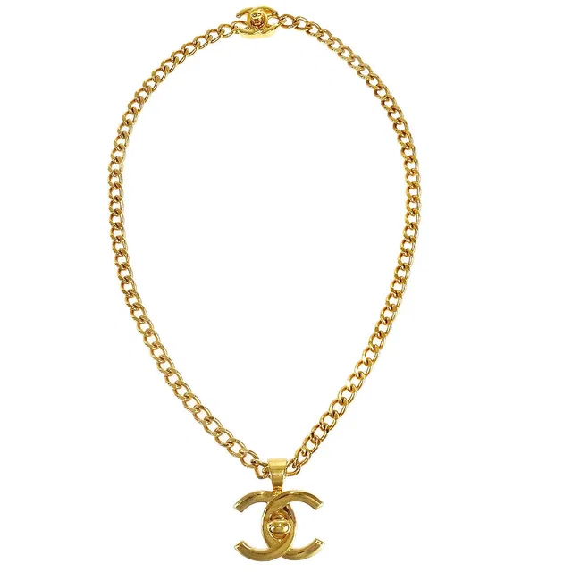 Chanel 1997 CC Turnlock Gold Chain Necklace 97P in Gold from AMORE Vintage Tokyo