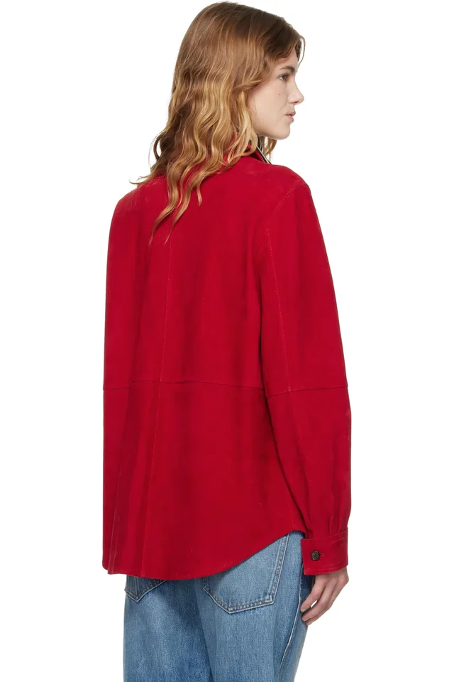TOTEME Red Soft Suede Jacket, photo 3 of 4 from SSENSE