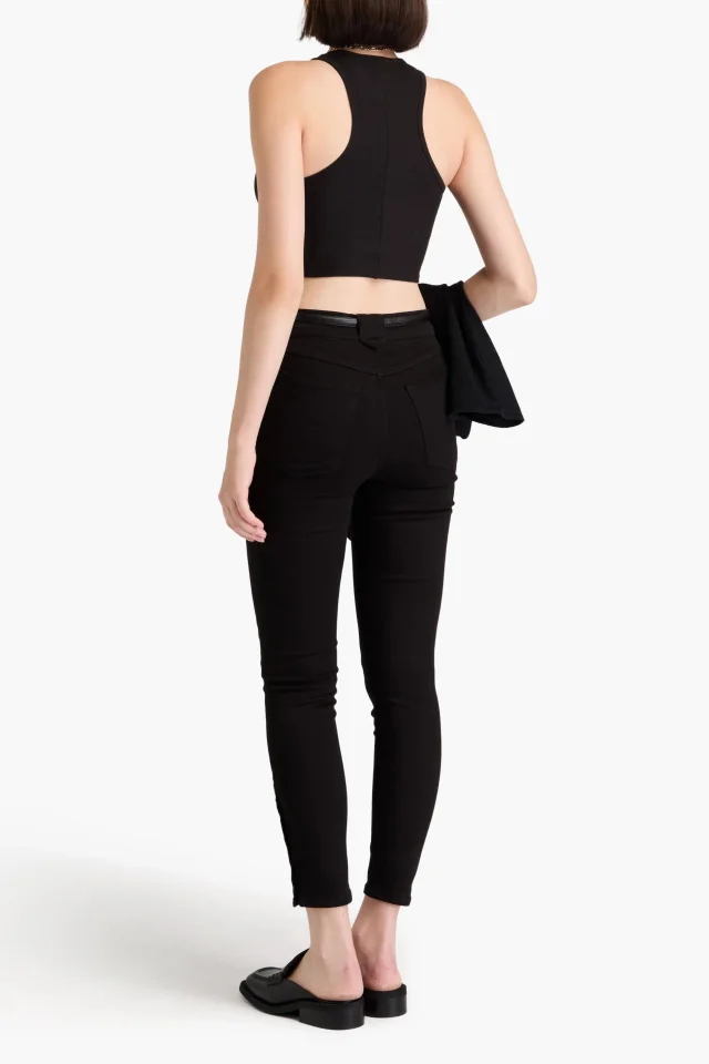 Frame The Snapped High-Rise Skinny Jeans in Black, photo 3 of 4 from THE OUTNET