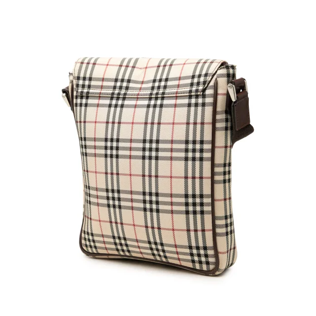 Beige Burberry House Check Canvas Flap Crossbody in Beige Canvas from Designer Revival, photo 2 of 6