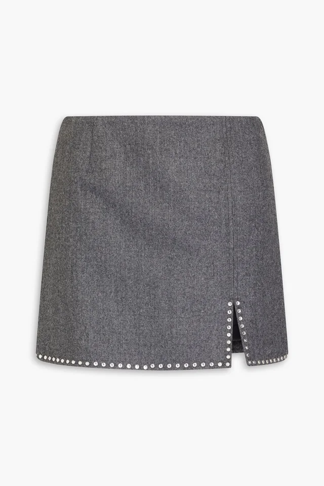 Sandro Crystal-Embellished Wool-Twill Mini Skirt in Grey from THE OUTNET, photo 1 of 1