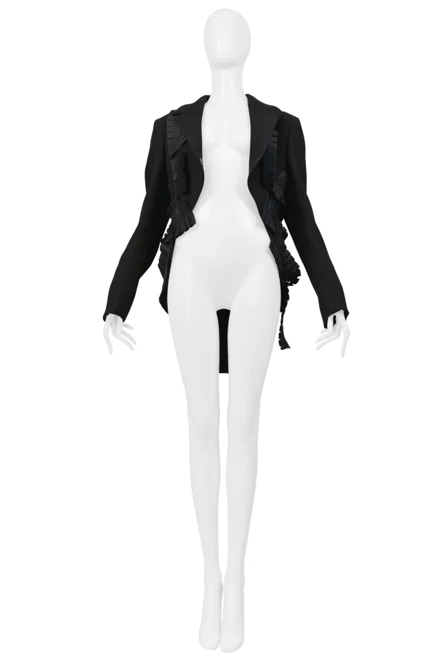 Bottega Veneta Black Fancy Tail Jacket With Pleating 2014 in Black from Resurrection Vintage, photo 3 of 12