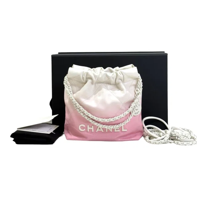 Chanel 22 Mini Ombre Pink and White Bag in White from Luxury Promise