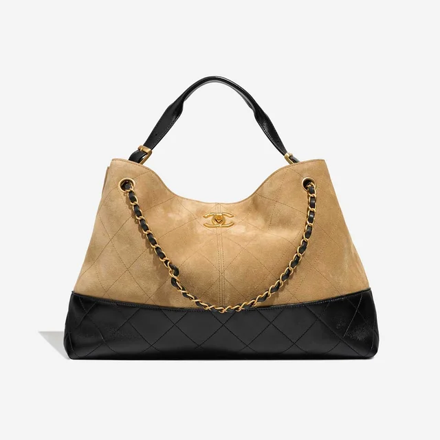 Chanel 25A Two-Tone Tote Bag Medium Suede / Lamb Beige / Black in Beige, Black, Multicolour Suede from SACLÀB, photo 3 of 10