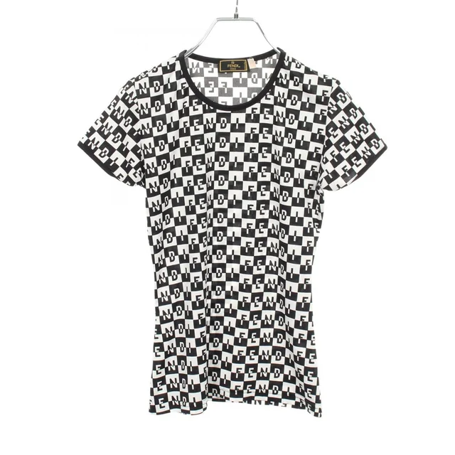Fendi Top Logo All Over Print Short Sleeves T-Shirt in Nylon from The Reluxe