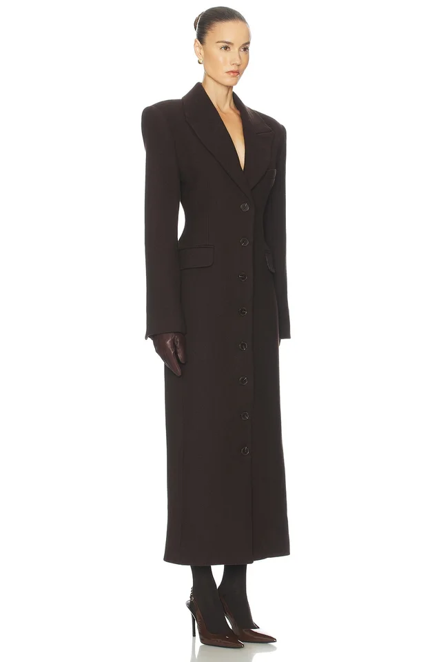 Helsa Italian Wool Blend Topcoat in Dark Brown, photo 2 of 3 from REVOLVE (Canada)