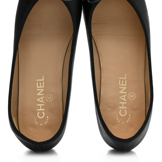 Chanel Patent Cap Toe Ballerina Flats 39.5 Black in Black Lambskin from FASHIONPHILE, photo 11 of 18
