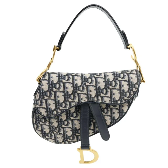 Dior Saddle Oblique Jacquard Satchel Bag Navy Blue in Navy from Dallas Designer Handbags