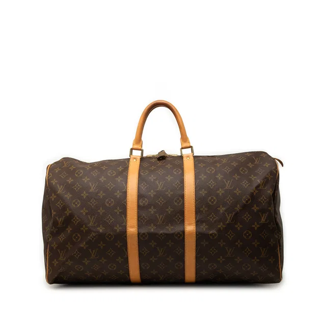 Brown Louis Vuitton Monogram Keepall 55 Travel Bag in Brown Coated canvas from Designer Revival
