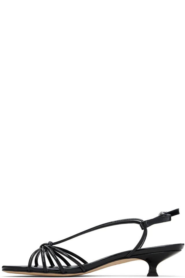 Aeyde Black Amara Patent Leather Heeled Sandals, photo 3 of 4 from SSENSE