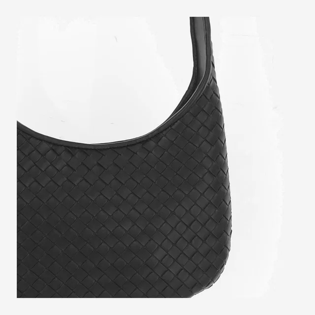 Bottega Veneta Woven Lambskin Shoulder Bag — Black in Black Lambskin from HEWI