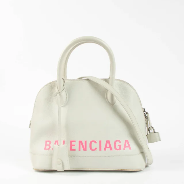 Balenciaga White Logo Ville Small Bag in White Caviar leather from Labellov, photo 2 of 6