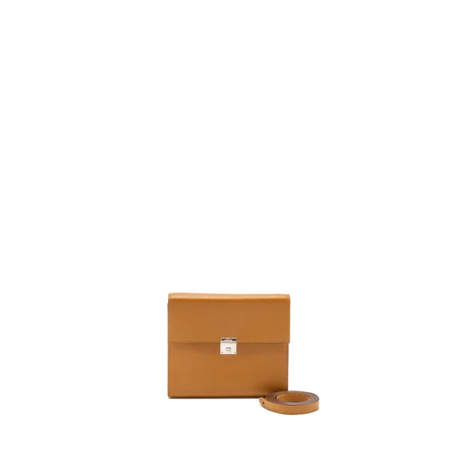 Hermès clic 16 wallet chevre mysore caramel SHW stamp Y in Goatskin from EMIER