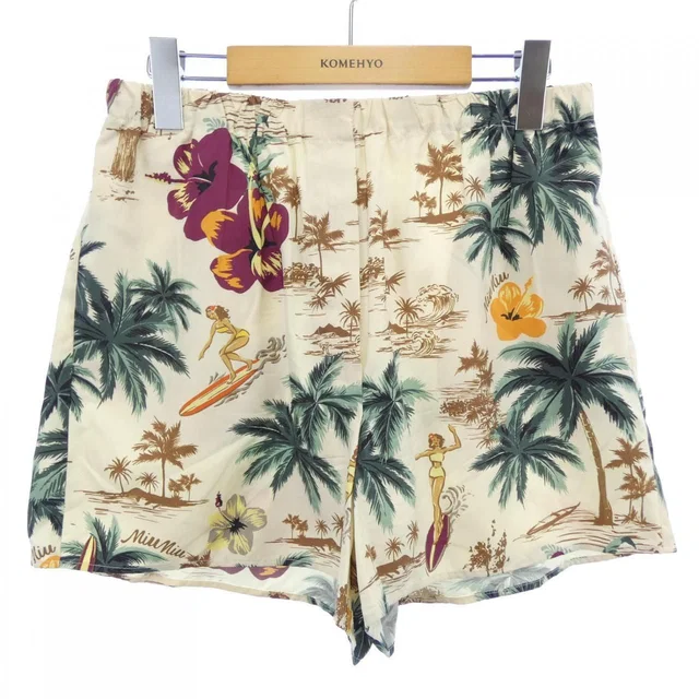 Miu Miu Shorts Beige in Beige Silk from The Reluxe