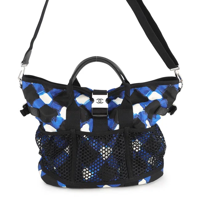 Chanel Airline Shoulder Bag Blue/White/Black Nylon in Black Nylon from GALLERY RARE