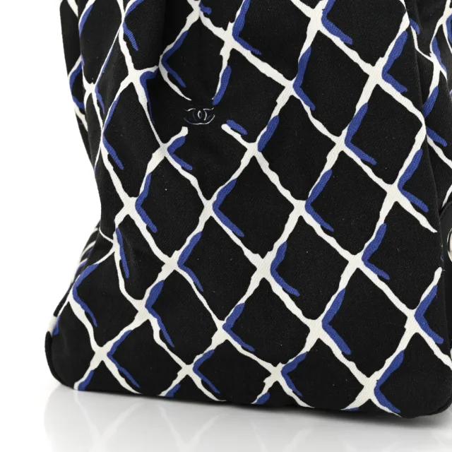 Chanel Printed Airline Drawstring Bag Black Blue in Black Canvas from FASHIONPHILE, photo 11 of 12