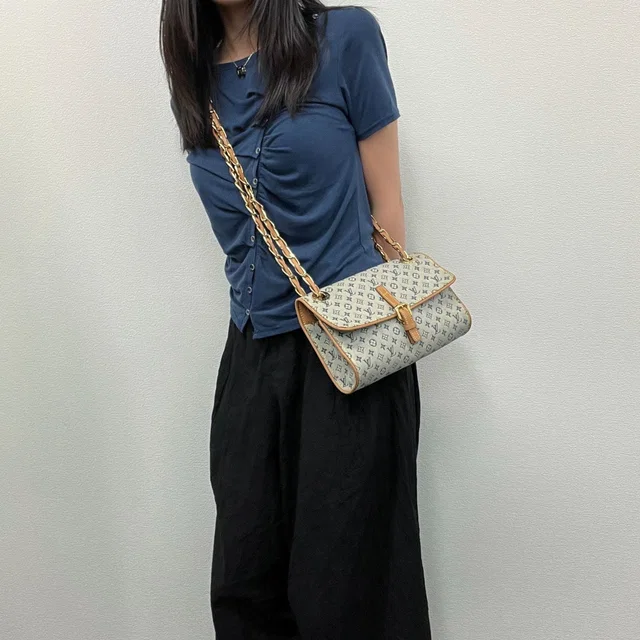 Louis Vuitton Monogram Mini Camille Shoulder Bag Canvas Leather Gray Beige in Beige Canvas from The Reluxe