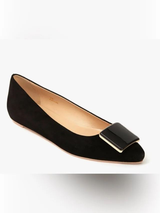 Tod's Suede Square-Toe Flat With Polished Buckle in black Suede from Poshmark