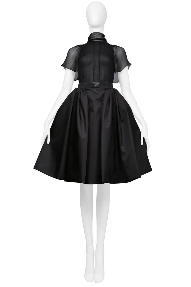 Prada Black Silk Sheer Chiffon Top With Butterfly Back in Black Silk from Resurrection Vintage