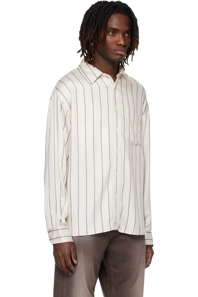 Sunflower Beige & Blue New Base Fluid Shirt, photo 2 of 3 from SSENSE