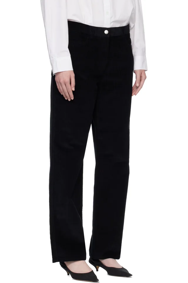 TOTEME Black Straight Cord Trousers, photo 2 of 4 from SSENSE