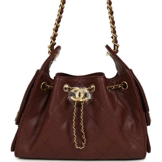 Chanel Mini 25 Hobo Bag Brown Caviar Antique Gold Hardware in Brown Caviar from Madison Avenue Couture