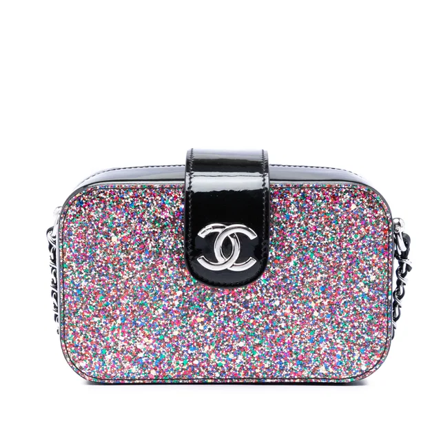 Multi Chanel Glitter Patent Evening On The Moon Camera Case Crossbody Bag in Patent leather from Designer Revival