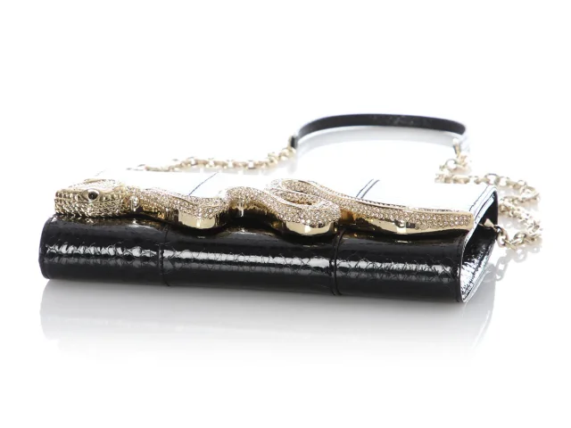 Judith Leiber Black Snakeskin Champagne Serpent Clutch in Black from Ann's Fabulous Finds, photo 6 of 9