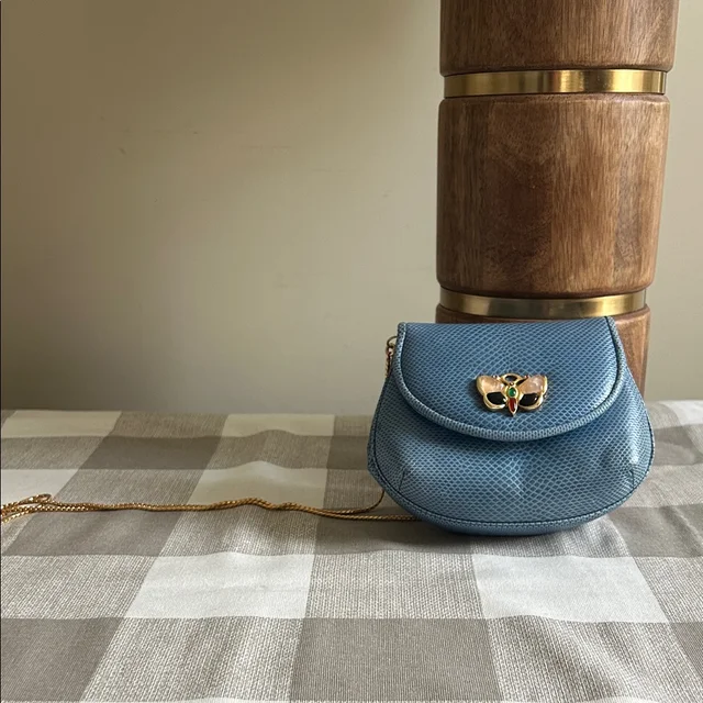 Judith Leiber Light Blue Crossbody in blue|gold Leather from Poshmark