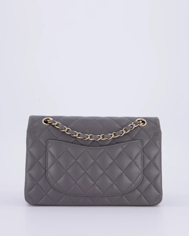 Chanel Dark Grey Small Classic Double Flap Bag in Grey Lambskin from Sellier, photo 7 of 12