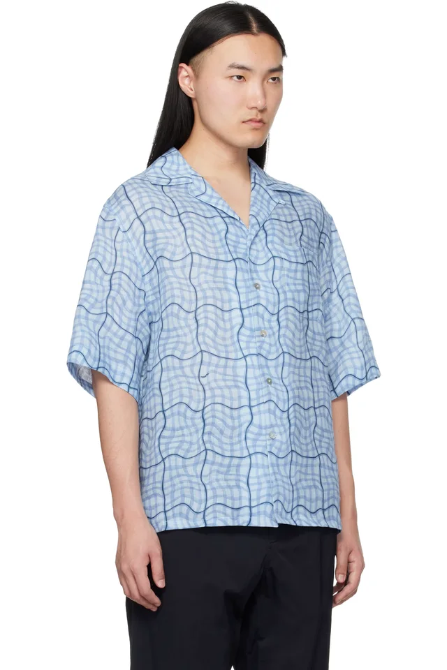 Marni Blue Checked Shirt, photo 2 of 4 from SSENSE